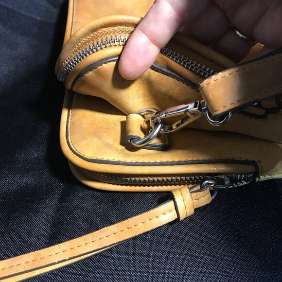 PinkStix Faux Leather Tan Crossbody Bag Purse Chettah Print Lining - Picture 8 of 13